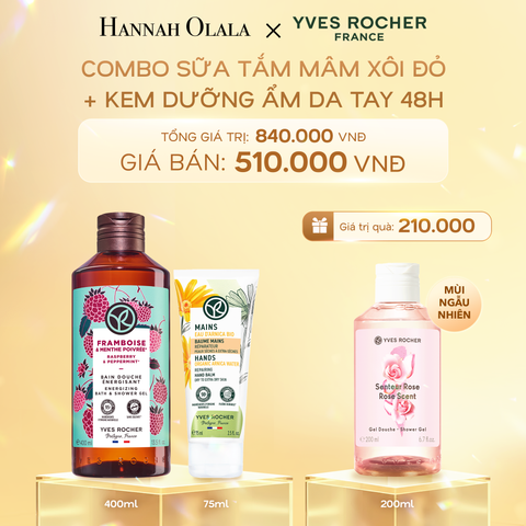  DEAL 3: COMBO SỮA TẮM MÂM XÔI ĐỎ + KEM DƯỠNG ẨM DA TAY 48H 