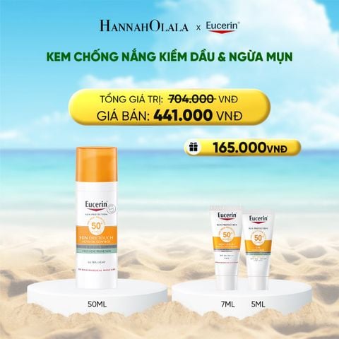  DEAL 3: GEL CHỐNG NẮNG GIÚP HỖ TRỢ GIẢM BÓNG NHỜN EUCERIN SUN DRY TOUCH OIL CONTROL FACE SPF50+ 50ML 