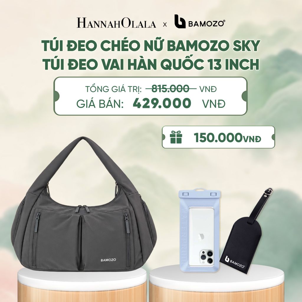 TÚI ĐEO CHÉO NỮ BAMOZO SKY KHÁNG NƯỚC, TÚI ĐEO VAI HÀN QUỐC ĐỰNG IPAD 13 INCH ĐI HỌC ĐI LÀM (TAG THẺ DA CHỐNG THẤT LẠC + TÚI ĐỰNG ĐIỆN THOẠI CHỐNG NƯỚC) - A742 