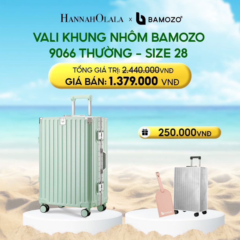  DEAL 3: VALI BAMOZO KHUNG NHÔM 9066 BẢN THƯỜNG (TẶNG BỌC VALI TRONG SUỐT + TAG HÀNH LÝ DA) 