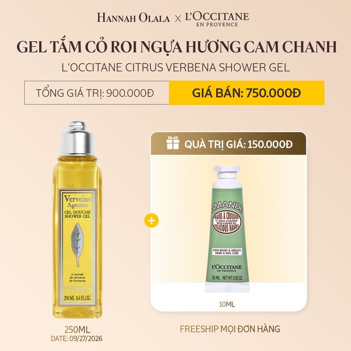  DEAL 1C: GEL TẮM CỎ ROI NGỰA HƯƠNG CAM CHANH L'OCCITANE CITRUS VERBENA SHOWER GEL 250ML 