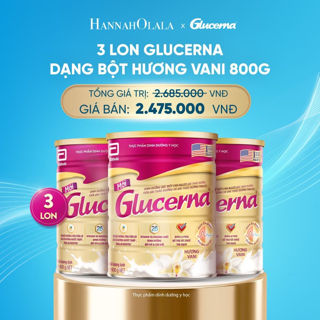  DEAL3: 3 LON GLUCERNA DẠNG BỘT HƯƠNG VANI 800G 
