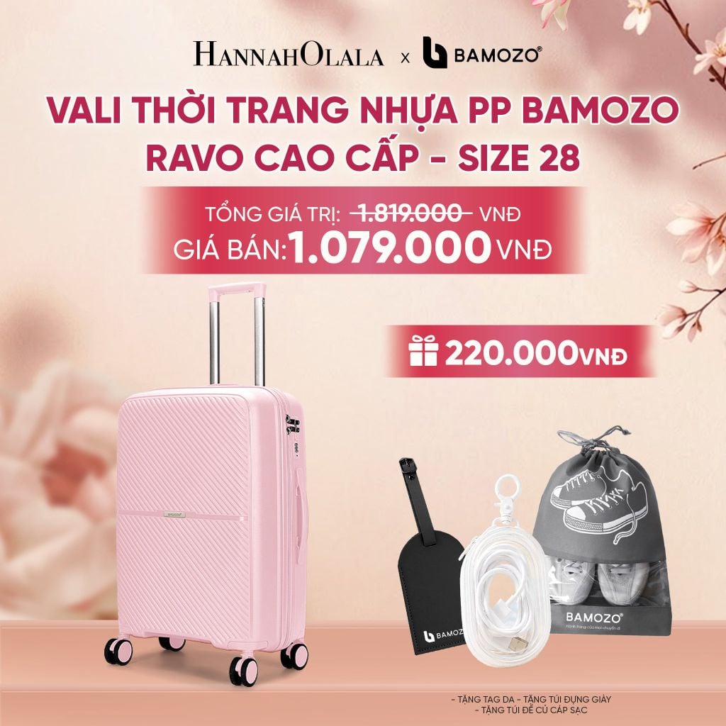  VALI BAMOZO RAVO NHỰA PP CAO CẤP CHỐNG VỠ (TẶNG THẺ TAG DA CHỐNG THẤT LẠC + TÚI ĐỰNG GIÀY XÁM + TÚI ĐỰNG CÁP SẠC) - A2083 