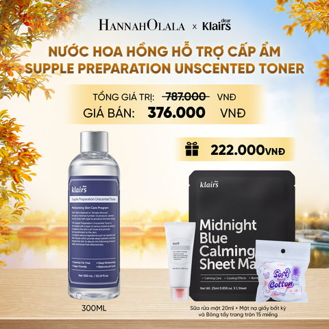  DEAR, KLAIRS NƯỚC HOA HỒNG SUPPLE PREPARATION UNSCENTED TONER 300ML - E148 