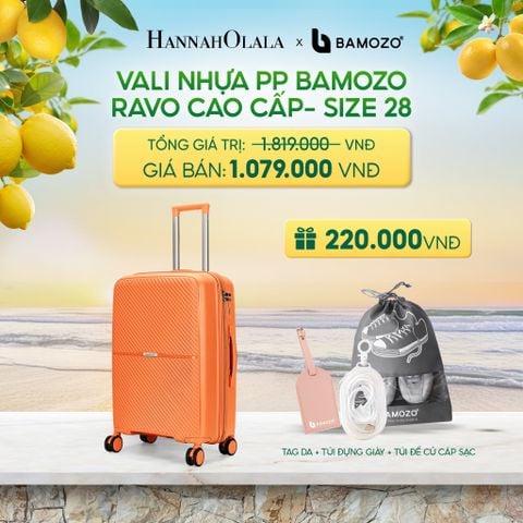  VALI BAMOZO RAVO NHỰA PP CAO CẤP CHỐNG VỠ (TẶNG 2 THẺ TAG DA CHỐNG THẤT LẠC, 2 TÚI ĐỰNG GIÀY XÁM) - DEAL 6 - A1249 