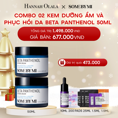  DEAL 3: COMBO 02 PCS + KEM DƯỠNG ẨM VÀ PHỤC HỒI DA SOME BY MI BETA PANTHENOL 50ML 