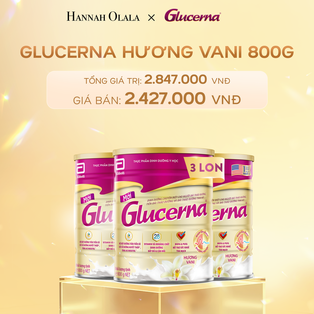  DEAL 3: 3 LON GLUCERNA DẠNG BỘT HƯƠNG VANI 800G 