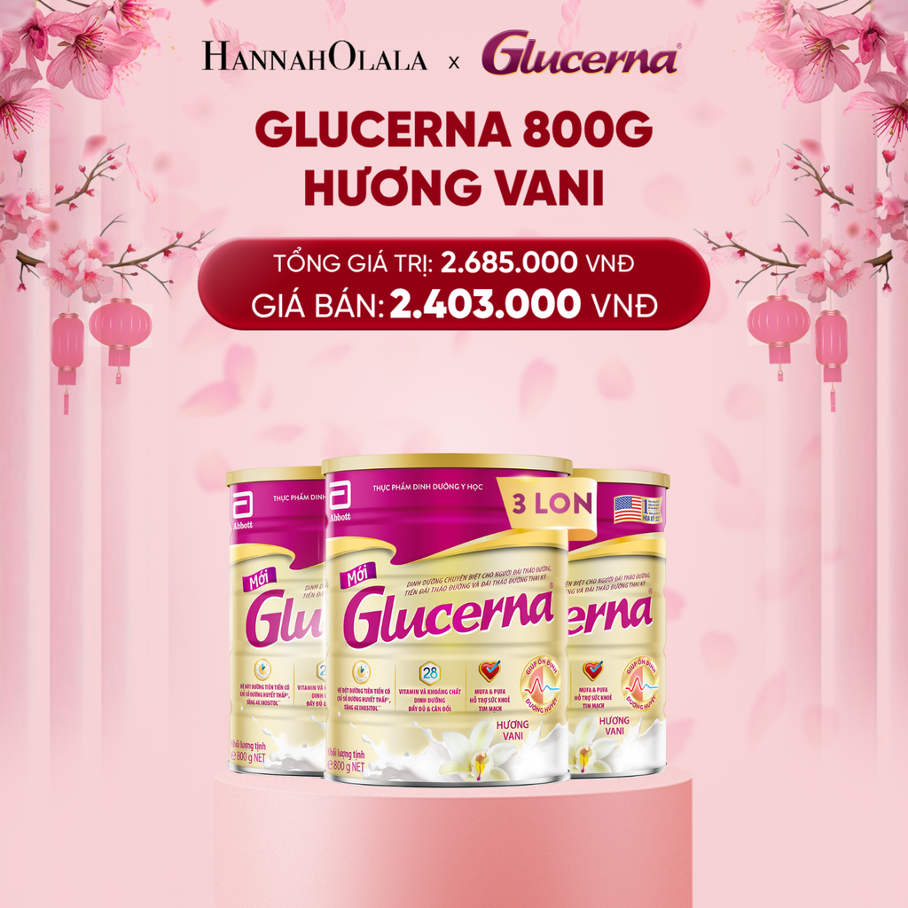  DEAL 3: 3 LON GLUCERNA DẠNG BỘT HƯƠNG VANI 800G 