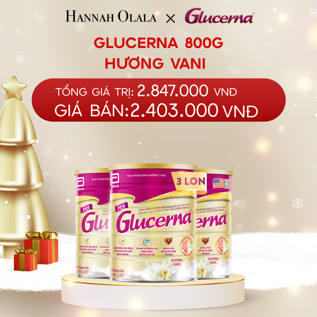  A190_DEAL 3: 3 LON GLUCERNA DẠNG BỘT HƯƠNG VANI 800G 