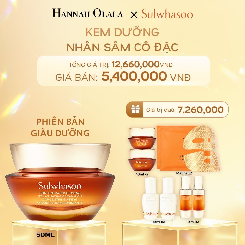  DEAL 3B: [PHIÊN BẢN GIÀU DƯỠNG] KEM DƯỠNG NHÂN SÂM CÔ ĐẶC CONCENTRATED GINSENG REJUVENATING CREAM RICH 50ML 