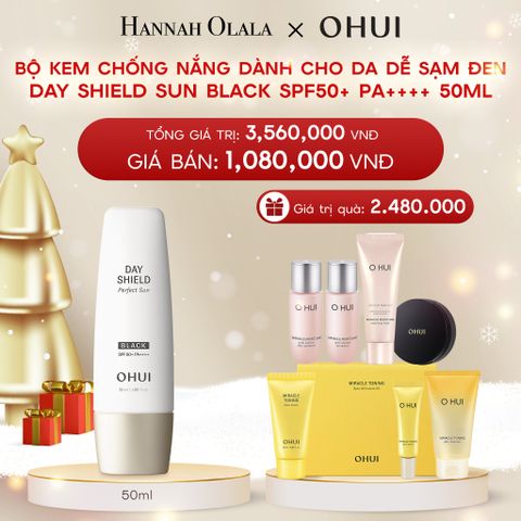  A306_DEAL 3: BỘ KEM CHỐNG NẮNG DÀNH CHO DA DỄ SẠM ĐEN OHUI DAY SHIELD SUN BLACK SPF50+ PA++++ 50ML - GIAO TỪ 8/12 