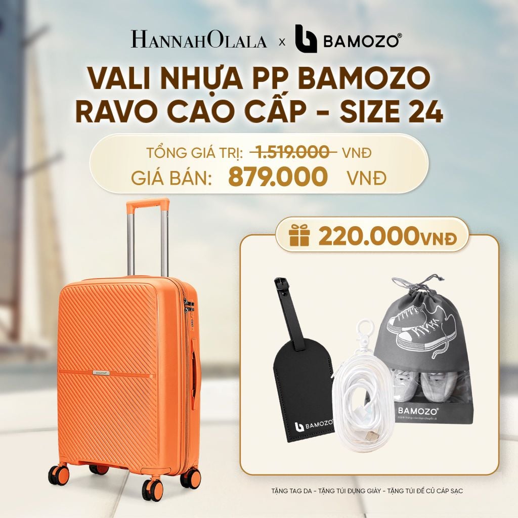  VALI BAMOZO RAVO NHỰA PP CAO CẤP CHỐNG VỠ (TẶNG THẺ TAG DA CHỐNG THẤT LẠC + TÚI ĐỰNG GIÀY XÁM + TÚI ĐỰNG CÁP SẠC) - A2083 