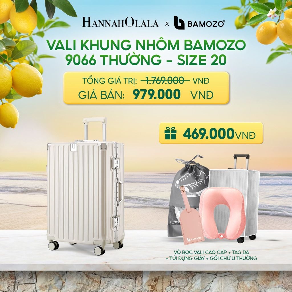  VALI BAMOZO KHUNG NHÔM 9066 BẢN THƯỜNG (TẶNG BỌC VALI TRONG SUỐT + TAG HÀNH LÝ DA) - DEAL 3 - A1212 