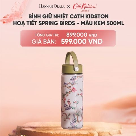  DEAL 4: BÌNH NƯỚC GIỮ NHIỆT INOX CATH KIDSTON PHONG CÁCH ANH QUỐC HOẠ TIẾT CHIM MÙA XUÂN 500ML 