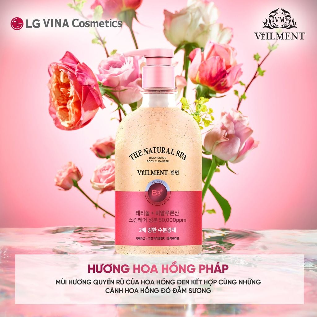  SỮA TẮM HẠT HƯƠNG HOA HỒNG PHÁP VEILMENT SPA BLACK ROSE 600G - A1958 
