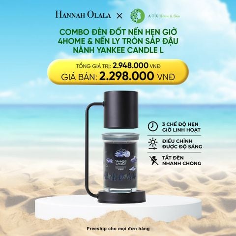  DEAL 4: MUA ĐÈN ĐỐT NẾN HẸN GIỜ 4HOME VÀ NẾN LY TRÒN SÁP ĐẬU NÀNH YANKEE CANDLE SIZE L 