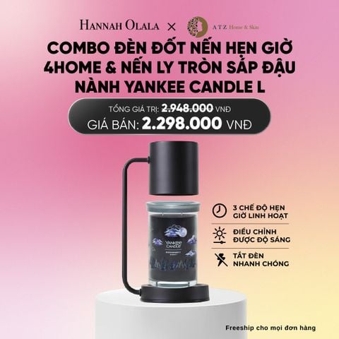  MUA ĐÈN ĐỐT NẾN HẸN GIỜ 4HOME VÀ NẾN LY TRÒN SÁP ĐẬU NÀNH YANKEE CANDLE SIZE L_A119 