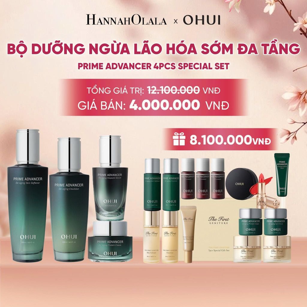  BỘ DƯỠNG NGỪA LÃO HÓA SỚM ĐA TẦNG OHUI PRIME ADVANCER 4PCS SPECIAL SET - A2124 
