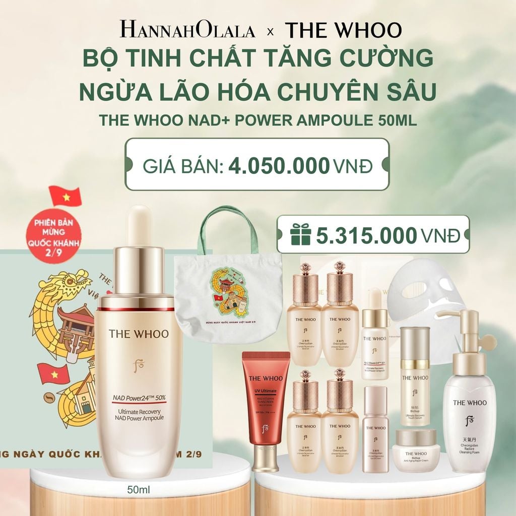  PHIÊN BẢN QUỐC KHÁNH 2/9 - BỘ TINH CHẤT TĂNG CƯỜNG NGỪA LÃO HÓA CHUYÊN SÂU THE WHOO BICHUP ULTIMATE RECOVERY NAD POWER AMPOULE 50ML SPECIAL SET - A304 