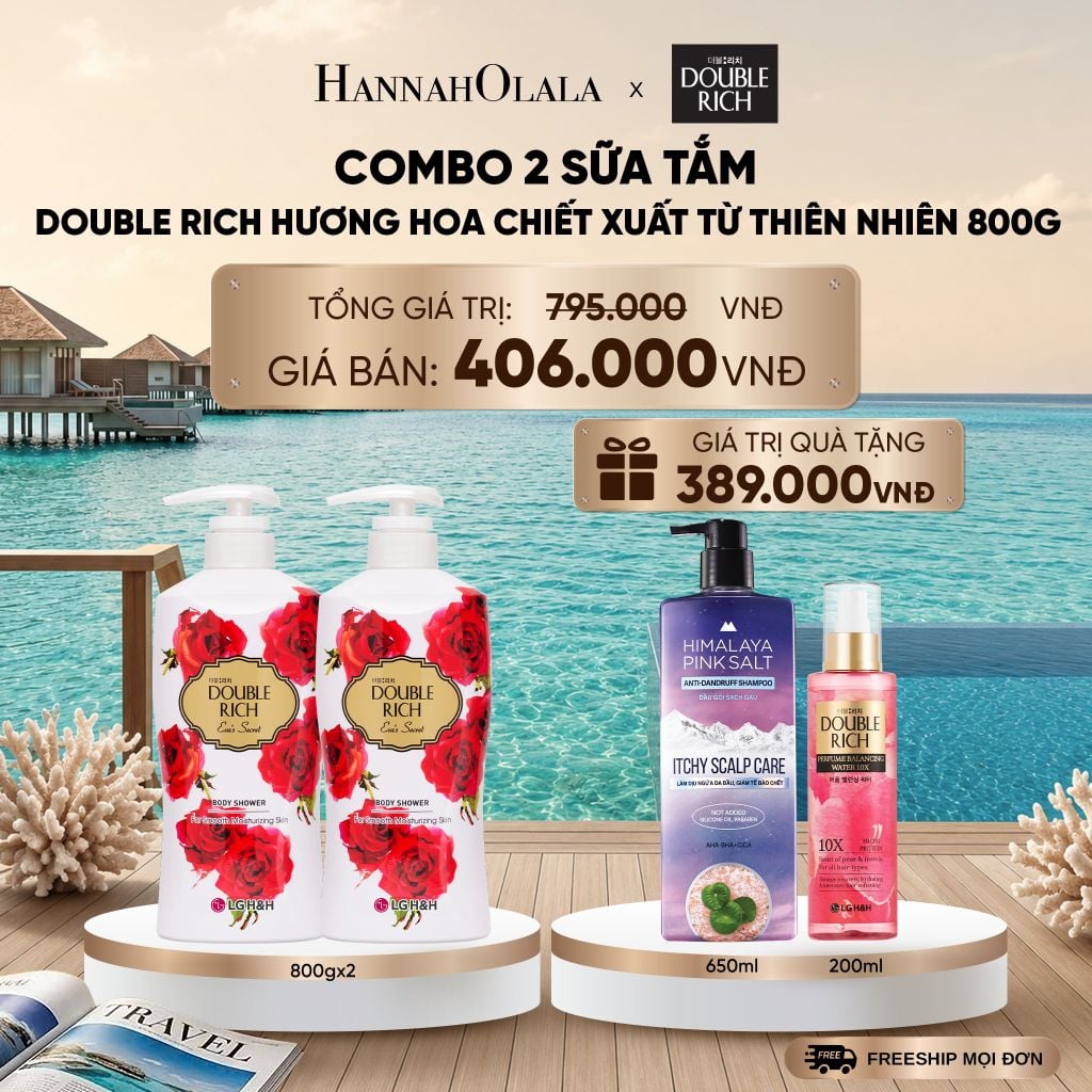  COMBO 2 SỮA TẮM DOUBLE RICH HƯƠNG HOA CHIẾT XUẤT TỪ THIÊN NHIÊN 800ML _ DEAL 4_ D310 