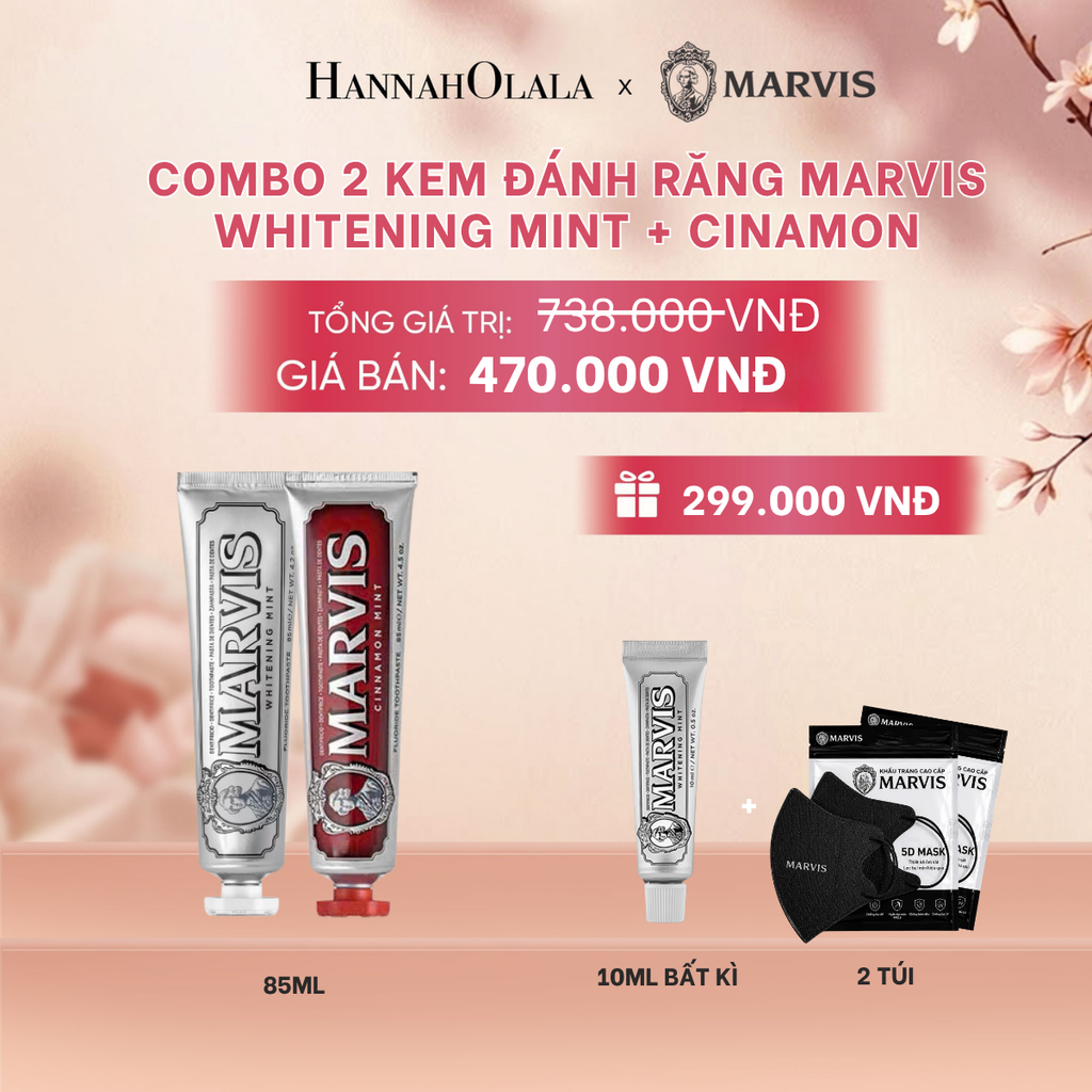  COMBO 2 KEM ĐÁNH RĂNG MARVIS 75ML/85ML - LÀM SẠCH RĂNG, GIỮ HƠI THỞ THƠM MÁT - A382 