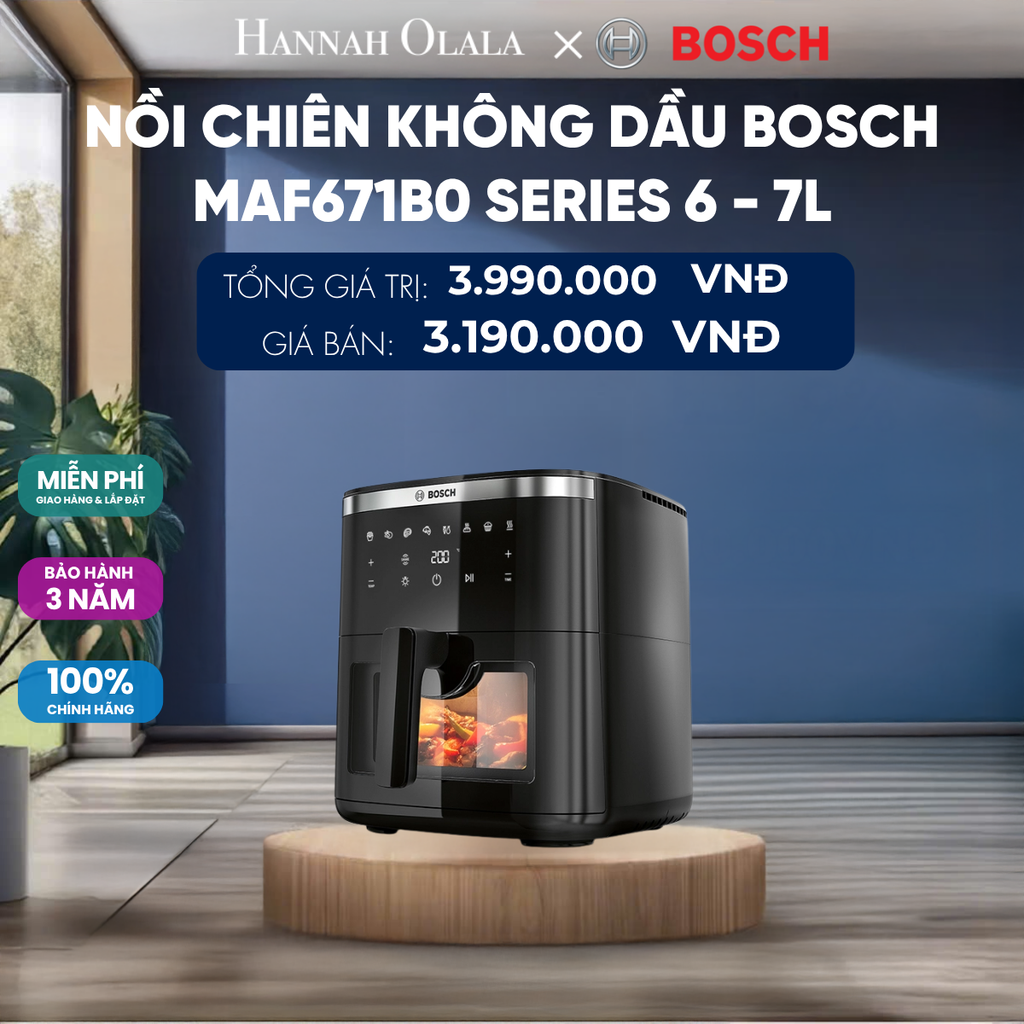  NỒI CHIÊN KHÔNG DẦU BOSCH MAF671B0 SERIES 6 - 7L 