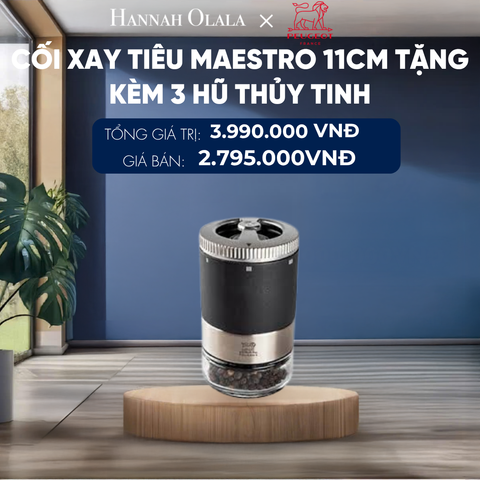  CỐI XAY TIÊU MAESTRO 11CM TẶNG KÈM 3 HŨ THỦY TINH 
