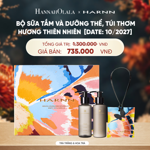  HARNN HOLIDAY SET - BỘ SỮA TẮM VÀ DƯỠNG THỂ, TÚI THƠM (100MLX2, 30G) HƯƠNG THIÊN NHIÊN [DATE: 10/2027] -  A5403 