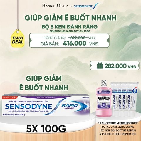  [FLASH DEAL] BỘ 5 KEM ĐÁNH RĂNG SENSODYNE RAPID ACTION 100G GIÚP GIẢM Ê BUỐT NHANH - A1047 