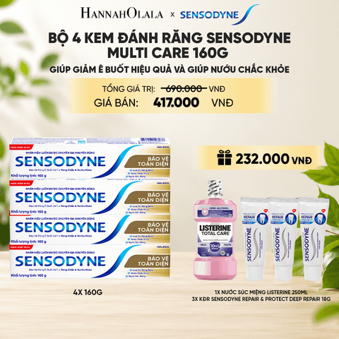  BỘ 4 KEM ĐÁNH RĂNG SENSODYNE MULTI CARE 160G GIÚP GIẢM Ê BUỐT HIỆU QUẢ VÀ GIÚP NƯỚU CHẮC KHỎE _ A30 