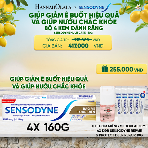  BỘ 4 KEM ĐÁNH RĂNG SENSODYNE MULTI CARE 160G GIÚP GIẢM Ê BUỐT HIỆU QUẢ VÀ GIÚP NƯỚU CHẮC KHỎE - A2086 