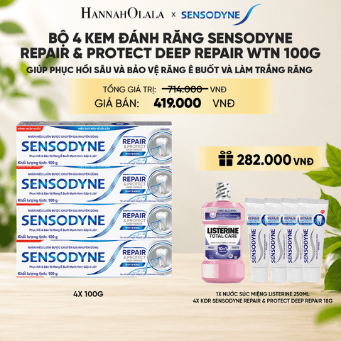  BỘ 4 KEM ĐÁNH RĂNG SENSODYNE REPAIR & PROTECT DEEP REPAIR WTN 100G GIÚP PHỤC HỒI SÂU VÀ BẢO VỆ RĂNG Ê BUỐT _ A53 