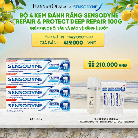  BỘ 4 KEM ĐÁNH RĂNG SENSODYNE REPAIR & PROTECT DEEP REPAIR 100G GIÚP PHỤC HỒI SÂU VÀ BẢO VỆ RĂNG Ê BUỐT - A2087 