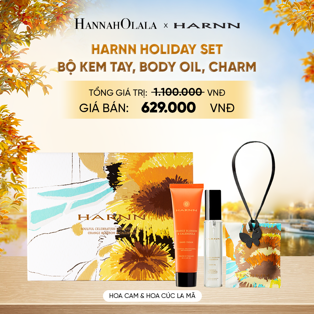  HARNN HOLIDAY SET - BỘ KEM TAY, BODY OIL, CHARM (20ML, 30G, 30G) HƯƠNG THIÊN NHIÊN [Date: 10/2027] - E219 