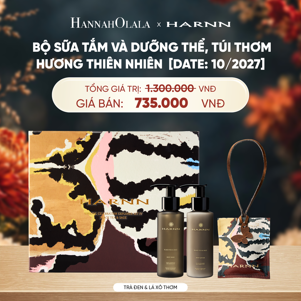  HARNN HOLIDAY SET - BỘ SỮA TẮM VÀ DƯỠNG THỂ, TÚI THƠM (100MLX2, 30G) HƯƠNG THIÊN NHIÊN [DATE: 10/2027] -  A5403 