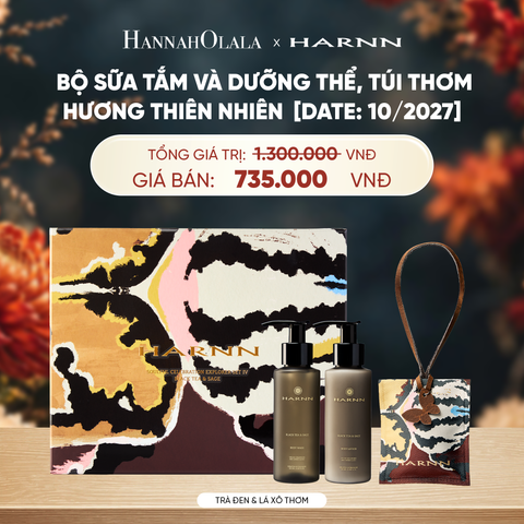  HARNN HOLIDAY SET - BỘ SỮA TẮM VÀ DƯỠNG THỂ, TÚI THƠM (100MLX2, 30G) HƯƠNG THIÊN NHIÊN [DATE: 10/2027] -  A5403 
