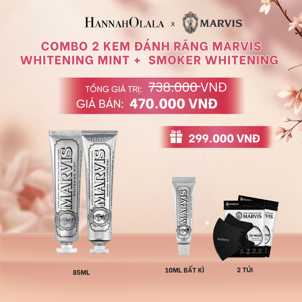  COMBO 2 KEM ĐÁNH RĂNG MARVIS 75ML/85ML - LÀM SẠCH RĂNG, GIỮ HƠI THỞ THƠM MÁT - A382 