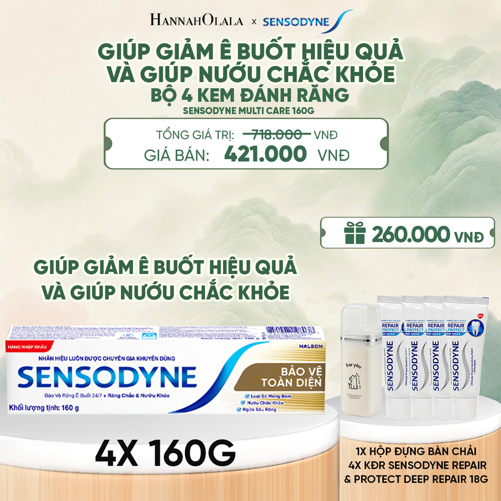 BỘ 4 KEM ĐÁNH RĂNG SENSODYNE MULTI CARE 160G GIÚP GIẢM Ê BUỐT HIỆU QUẢ VÀ GIÚP NƯỚU CHẮC KHỎE - A1050 