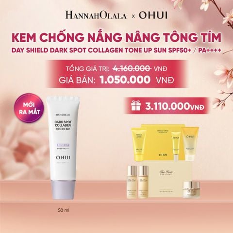  MỚI - KEM CHỐNG NẮNG NÂNG TÔNG TÍM CHỨA COLLAGEN OHUI DAY SHIELD DARK SPOT COLLAGEN TONE UP SUN SPF50+ / PA++++ 50ML 