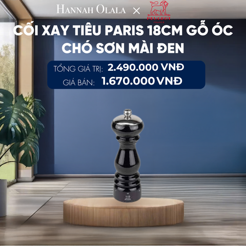  CỐI XAY TIÊU PARIS 18CM GỖ ÓC CHÓ SƠN MÀI ĐEN 