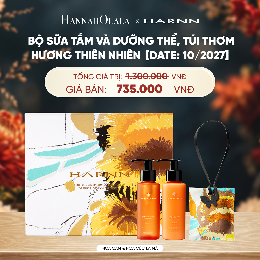  HARNN HOLIDAY SET - BỘ SỮA TẮM VÀ DƯỠNG THỂ, TÚI THƠM (100MLX2, 30G) HƯƠNG THIÊN NHIÊN [DATE: 10/2027] -  A5403 