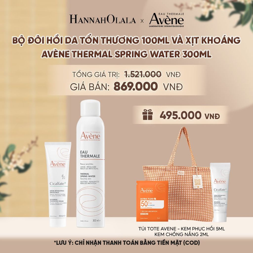  BỘ ĐÔI HỒI DA TỔN THƯƠNG AVÈNE CICALFATE+ 100ML VÀ XỊT KHOÁNG AVÈNE THERMAL SPRING WATER 300ML - A2647 