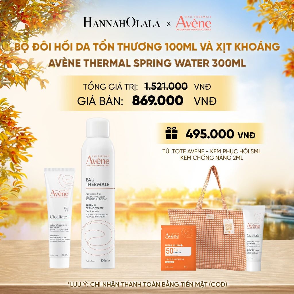  BỘ ĐÔI HỒI DA TỔN THƯƠNG AVÈNE CICALFATE+ 100ML VÀ XỊT KHOÁNG AVÈNE THERMAL SPRING WATER 300ML - E890 