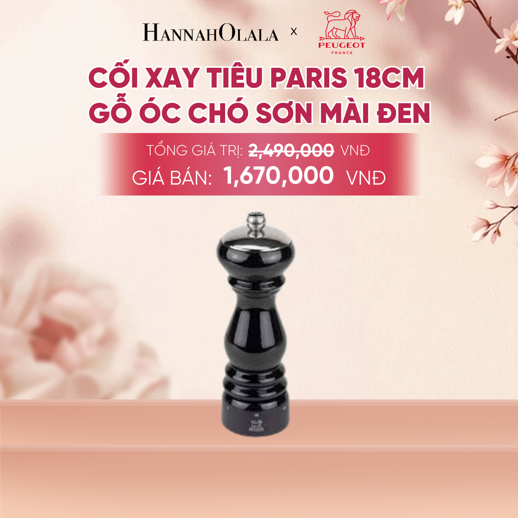  CỐI XAY TIÊU PARIS 18CM GỖ ÓC CHÓ SƠN MÀI ĐEN - A1092 