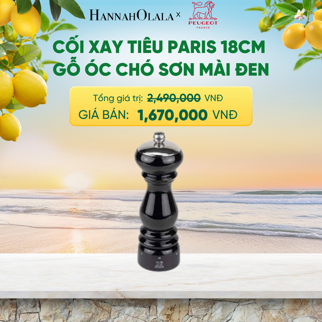  CỐI XAY TIÊU PARIS 18CM GỖ ÓC CHÓ SƠN MÀI ĐEN - A2605 