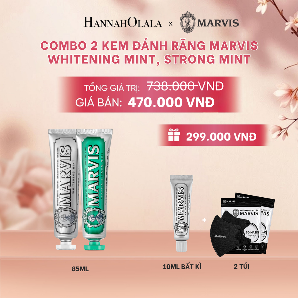  COMBO 2 KEM ĐÁNH RĂNG MARVIS 75ML/85ML - LÀM SẠCH RĂNG, GIỮ HƠI THỞ THƠM MÁT - A382 