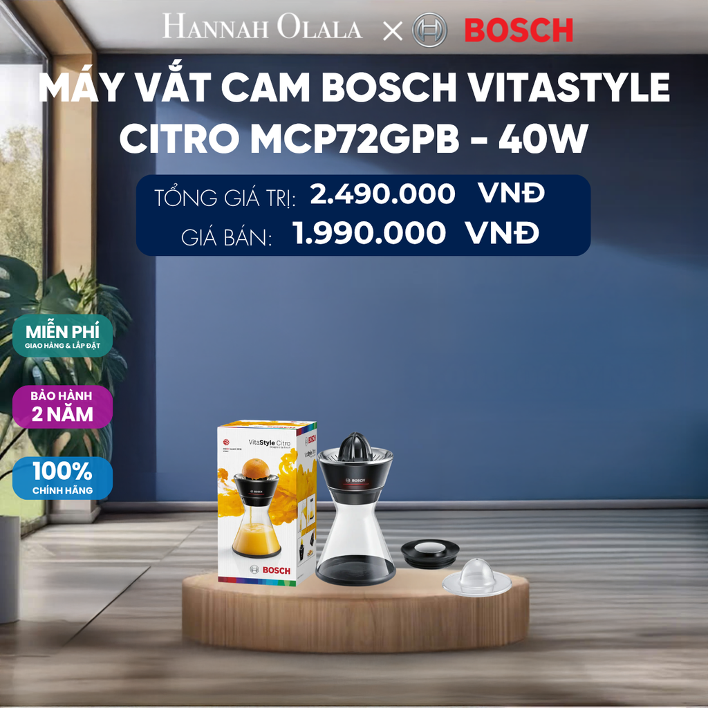  MÁY VẮT CAM BOSCH VITASTYLE CITRO MCP72GPB - 40W 