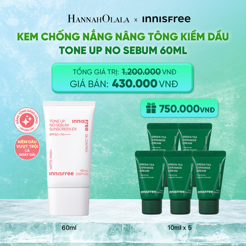  KEM CHỐNG NẮNG NÂNG TÔNG KIỀM DẦU INNISFREE TONE UP NO SEBUM 60ML 