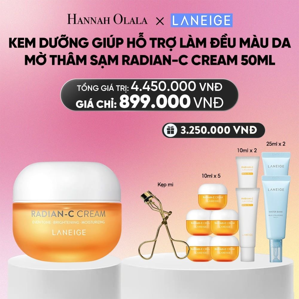  KEM DƯỠNG GIÚP HỖ TRỢ LÀM ĐỀU MÀU DA MỜ THÂM SẠM KEM DƯỠNG TRẮNG DA LÀM MỜ ĐỐM NÂU LANEIGE RADIAN-C CREAM 50ML_A1242 