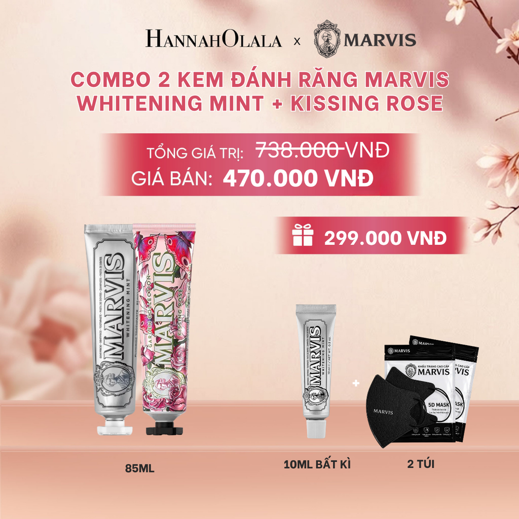  COMBO 2 KEM ĐÁNH RĂNG MARVIS 75ML/85ML - LÀM SẠCH RĂNG, GIỮ HƠI THỞ THƠM MÁT - A382 